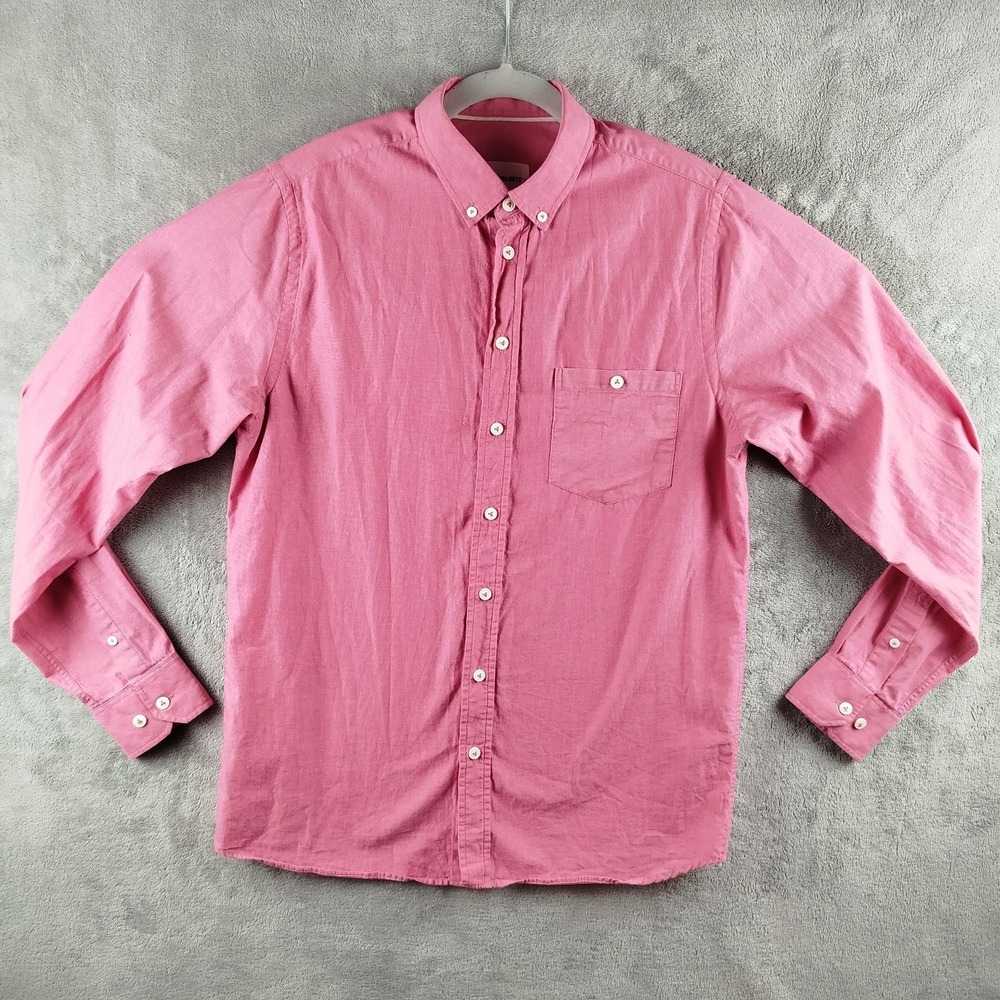 Norse‎ Projects Button Up Shirt Pink Pocket Mens Medium Long Sleeve